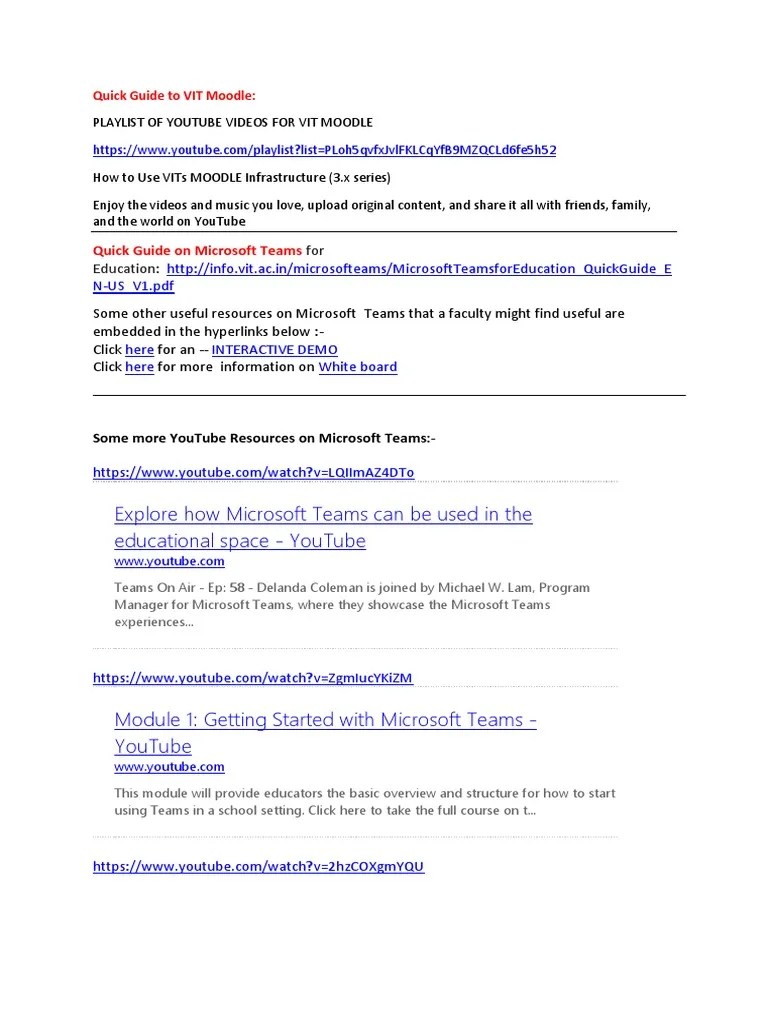 Quick Guide To Microsoft Teams And Moodle PDF | PDF