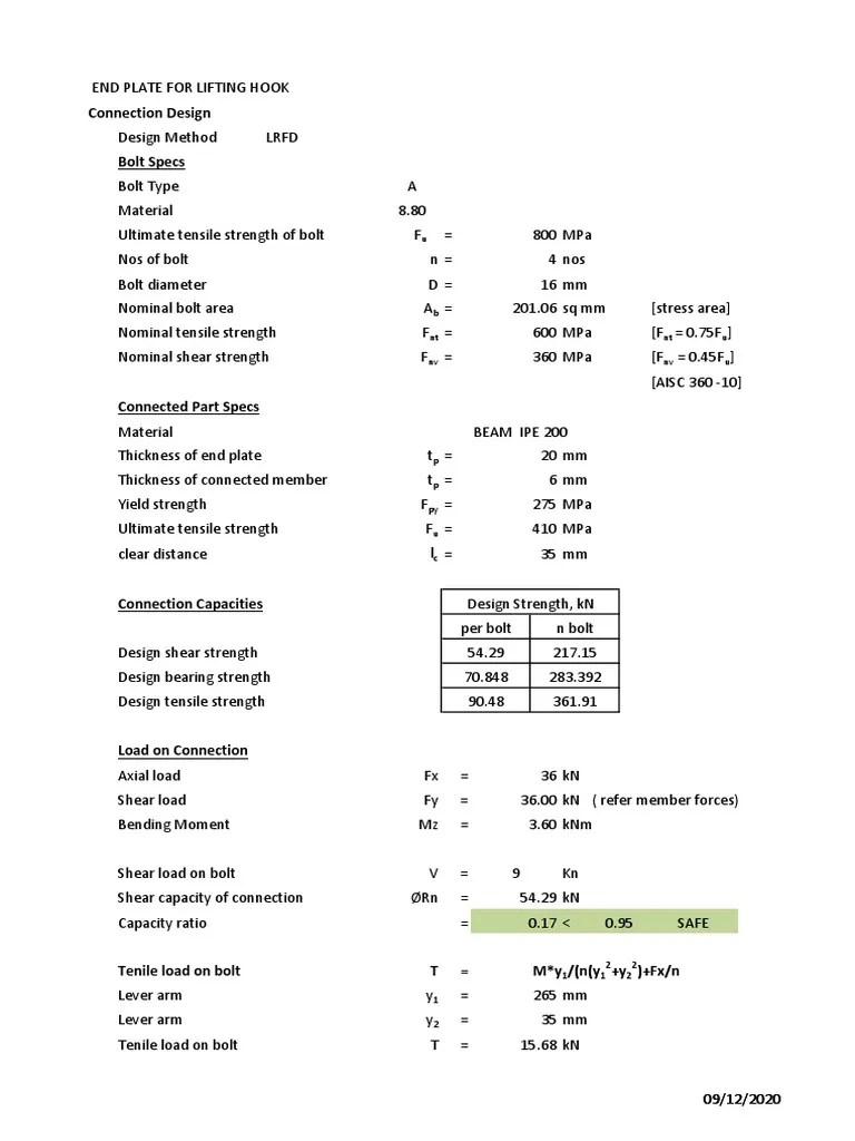 Connection Design Bolt Specs | PDF | Ultimate Tensile Strength | Screw