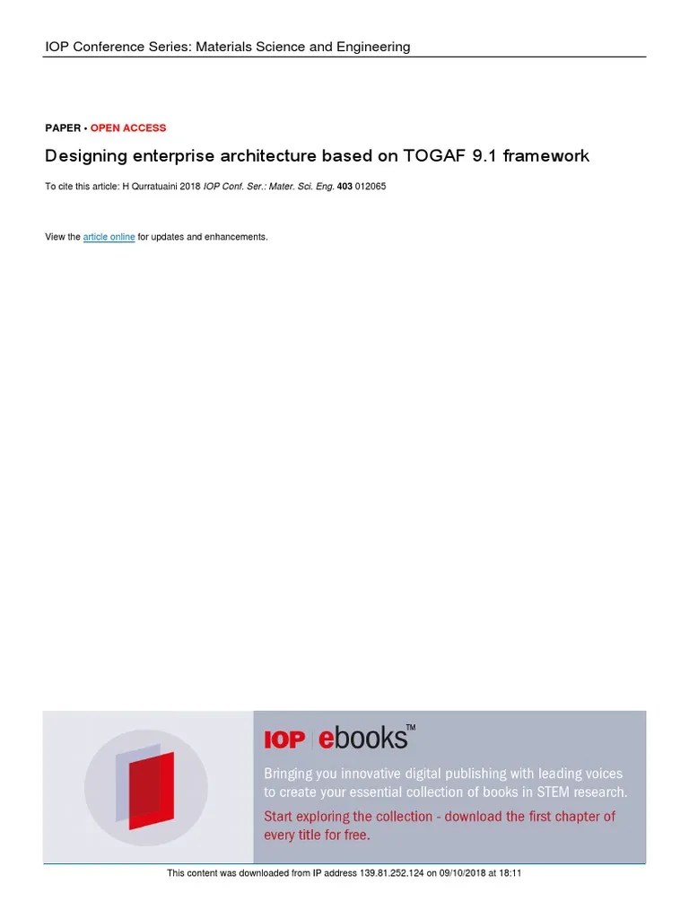 Designing Enterprise Architecture Based On TOGAF 9.1 Framework | Download Free PDF | Enterprise ...
