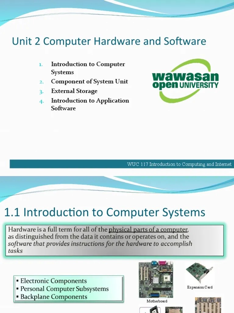 Unit 2 Computer Hardware And Software | PDF | Central Processing Unit ...
