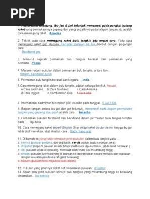 Pukulan dalam bulu tangkis yang jatuhnya shuttlecock berada di dekat net menyentuh net disebut dinamakan dengan pukulan e dropshot. Pjok 9 Pdf