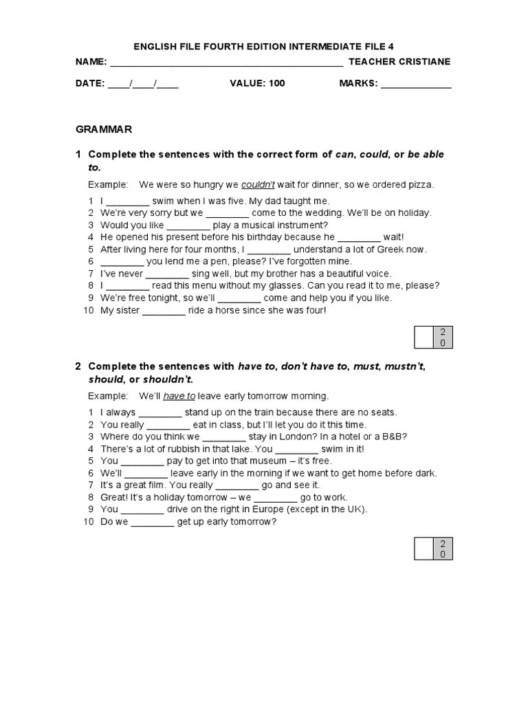 English File Fourth Edition Intermediate File 4: A Practice Test With ...