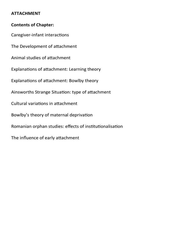 Attachment Contents Of Chapter | Download Free PDF | Attachment Theory ...
