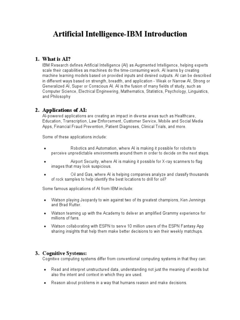 Artificial Intelligence IBM | PDF | Artificial Intelligence | Intelligence (AI) & Semantics