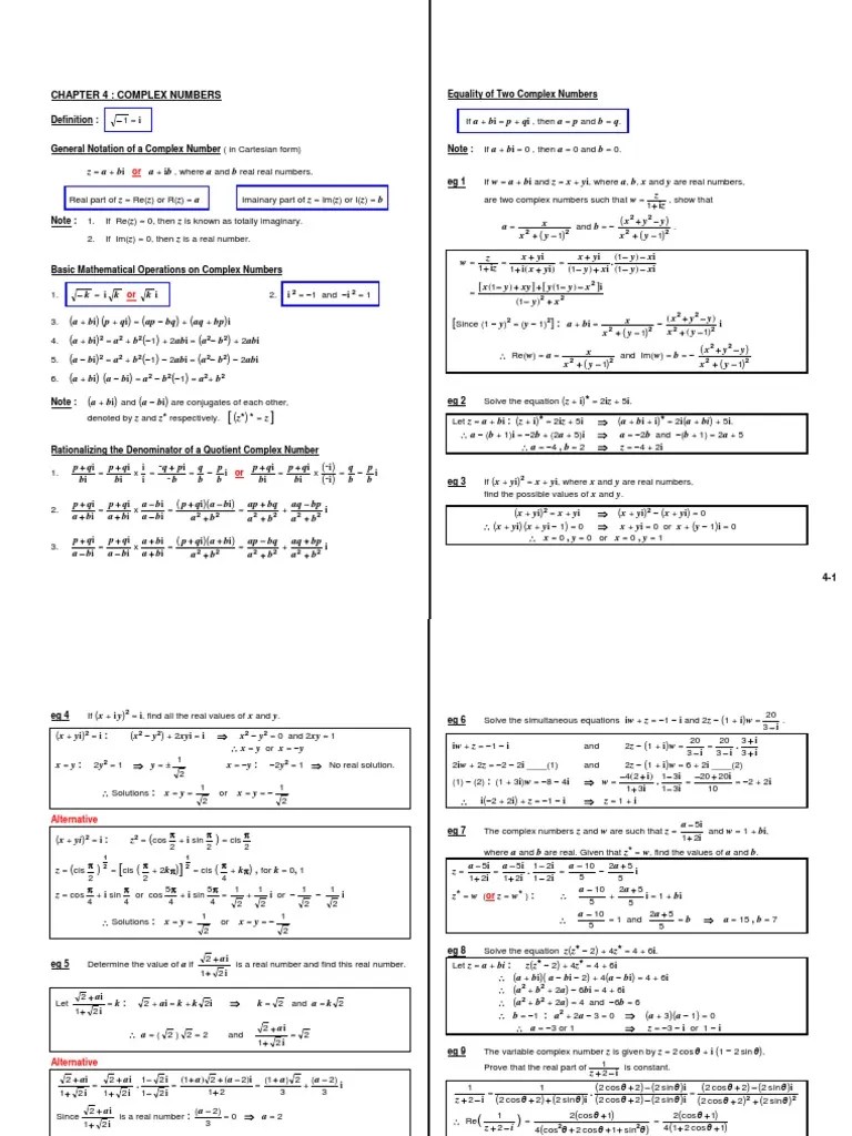 Chapter 4: Complex Numbers: Z Z Y Y X | PDF | Complex Number ...