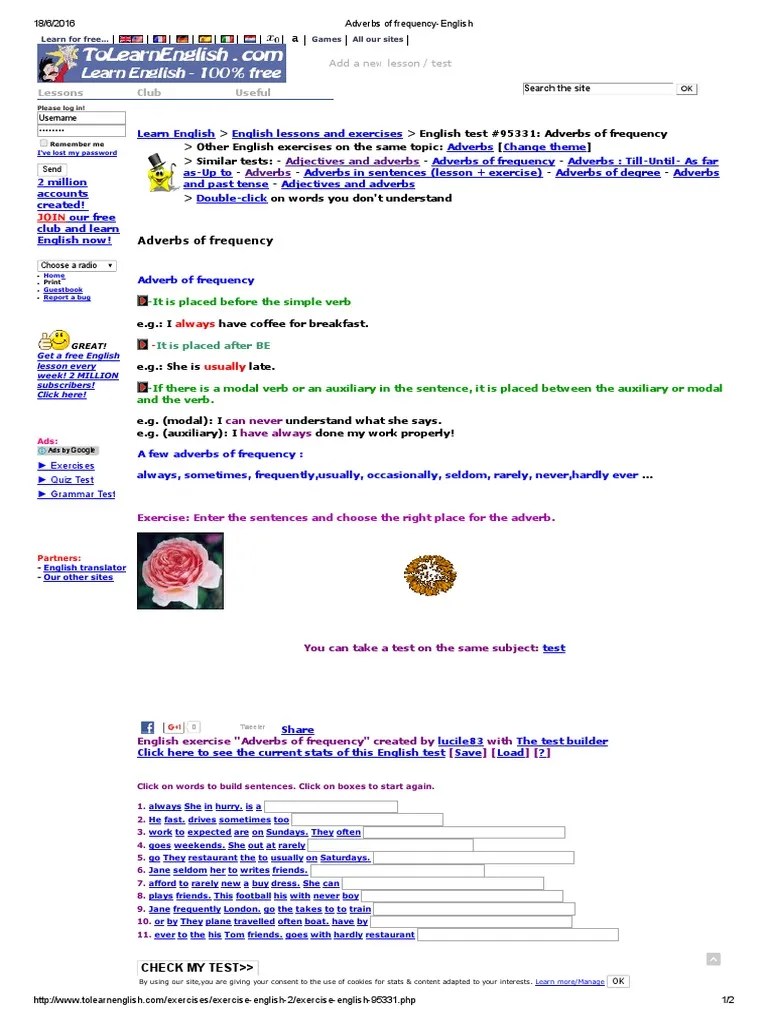 Adverbs Of Frequency-English | PDF | Morphology | Semantics