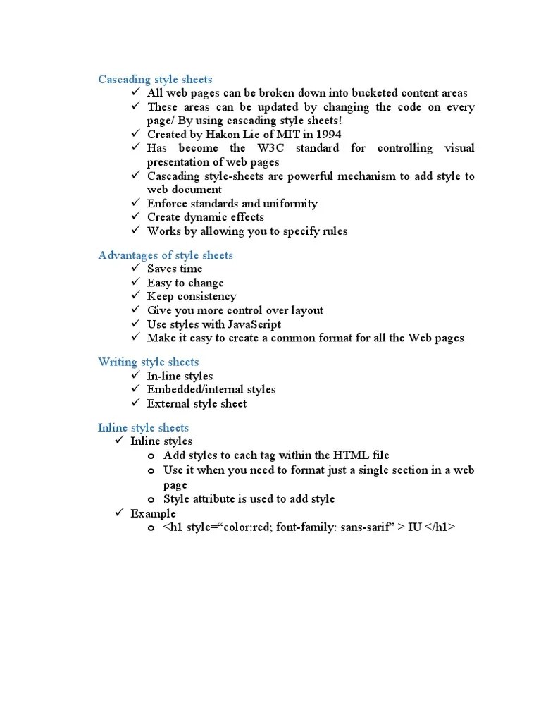 CSS Notes | PDF | Cascading Style Sheets | Web Standards