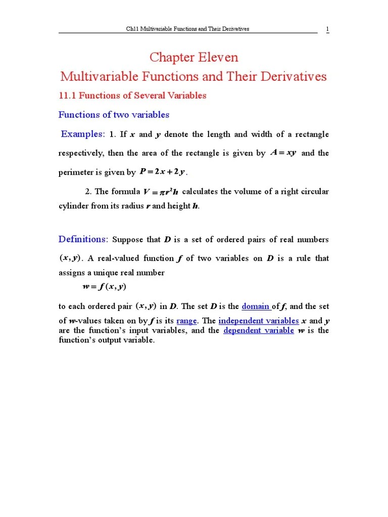 Chapter11 Multivariable Functions | PDF | Maxima And Minima | Derivative