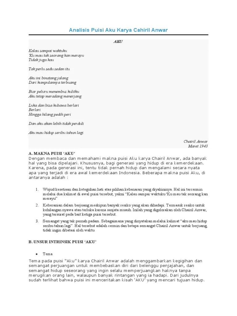 Mosdalifah) puisi tentang ibu ©meetdoctor.com menagislah bunda. Analisis Puisi Aku Karya Cahiril Anwar Pdf
