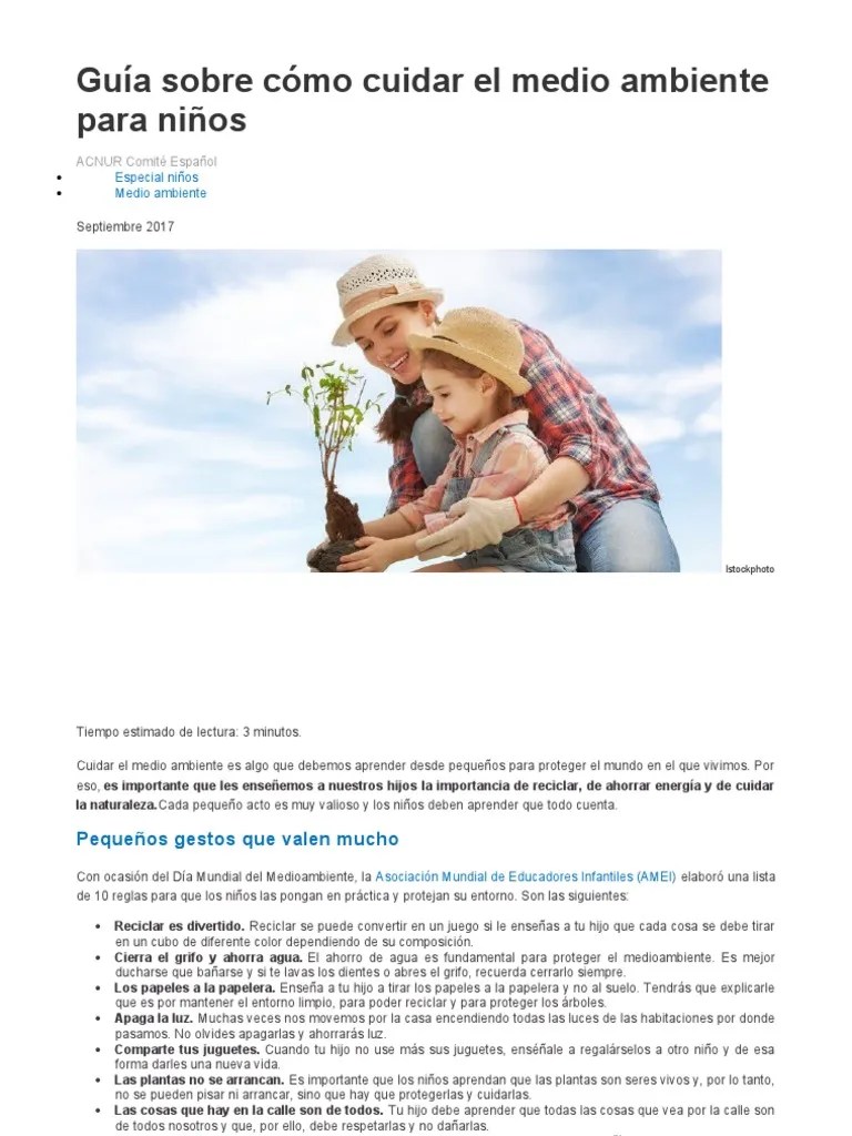 Guía Sobre Cómo Cuidar El Medio Ambiente Para Niños | PDF | Mascota | Entorno Natural