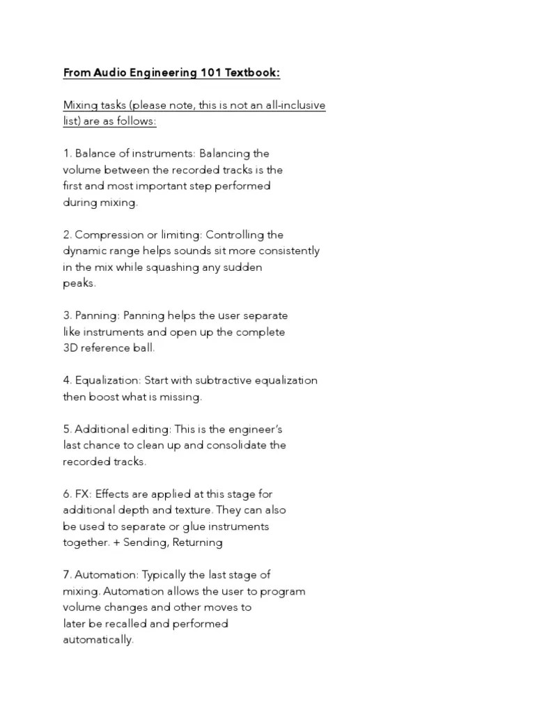 From Audio Engineering 101 Textbook | PDF | Computers