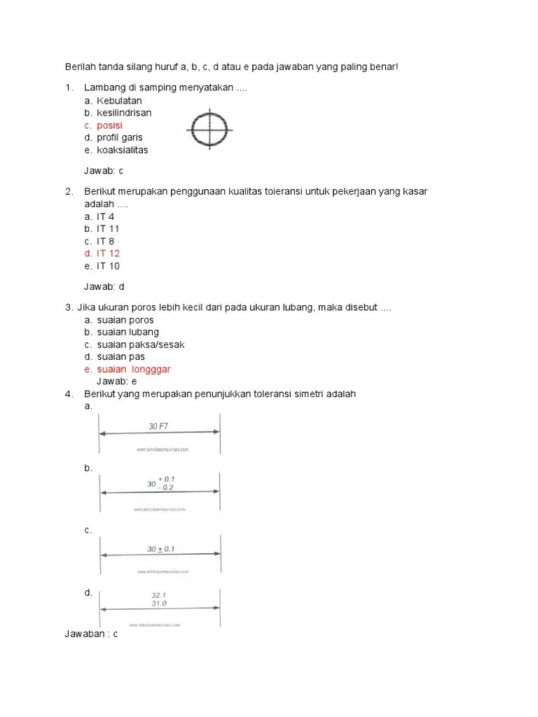 Soal Gambar Manufaktur Xi | PDF