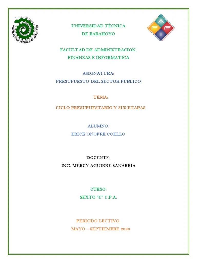 Ciclo Presupuestario - Etapas | PDF | Presupuesto | Presupuestos Y ...