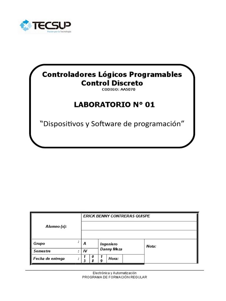 Laboratorio Semana 1 De Controladores Logicos Programables PDF | PDF ...