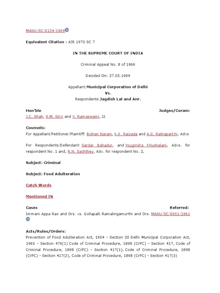 Municipal Corporation Of Delhi | PDF | Prosecutor | Public Law