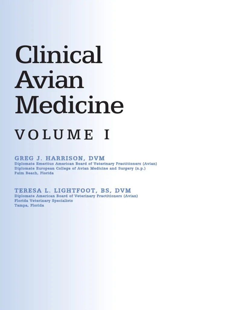 Clinical Avian Medicine - 2 Volume Set PDF | PDF | Veterinary Medicine ...
