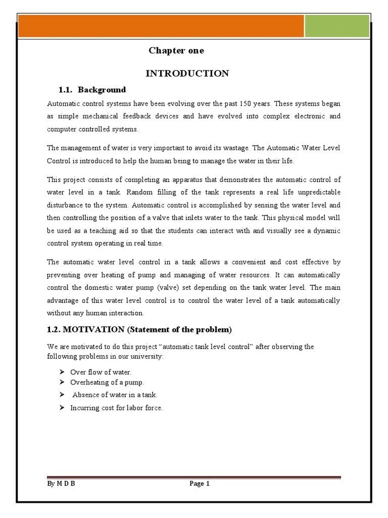 Automatic Water Level Control Of A Tank | PDF | Control Theory | Electric Motor