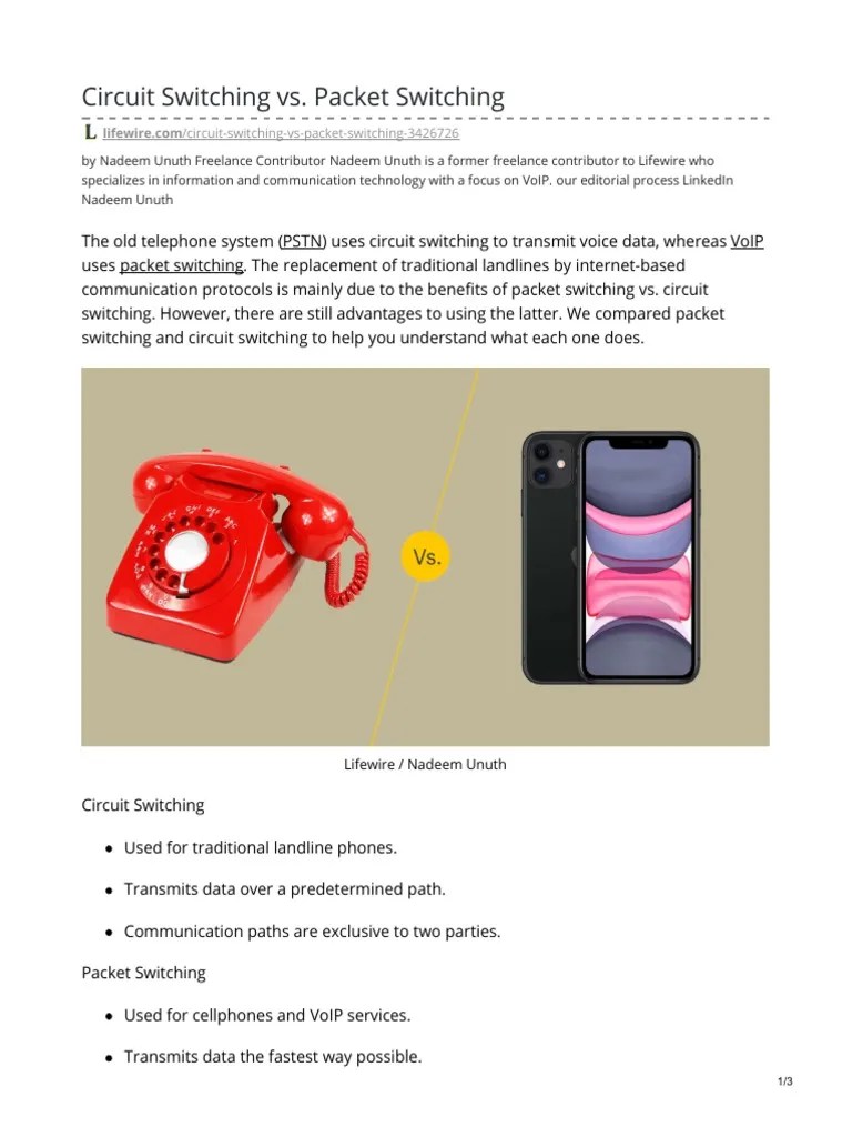 Circuit Switching Vs Packet Switching | PDF | Packet Switching ...