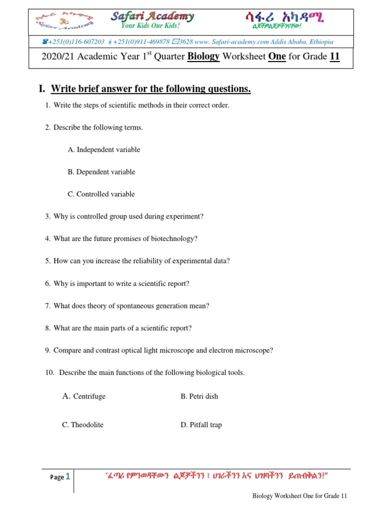 biology worksheet one for grade 11 dox pdf