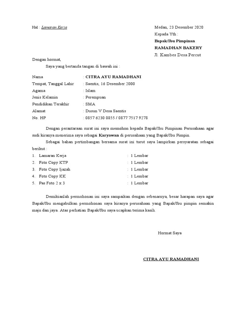 Melalui contoh informasi pekerjaan ini lah kita akan membuat contoh surat lamaran kerja di . Lamaran Kerja Gani Pdf