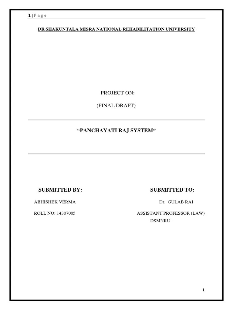 Panchayati Raj System In India | PDF | Policy | Government Of India