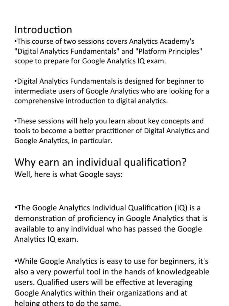 Introduction To Google Analytics Fundamentals And Platform Principles ...
