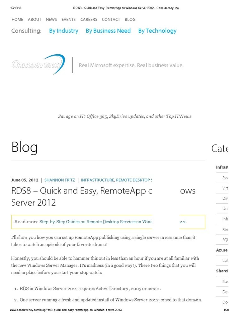 RDS RemoteApp On Windows Server 2012 | PDF | Remote Desktop Services | Microsoft Windows