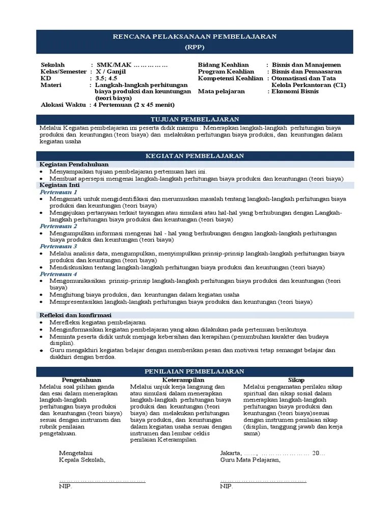 Ketetapan mprs nomor 1 / mprs / 1960. Rpp Langkah Langkah Perhitungan Biaya Produksi Dan Keuntungan Teori Biaya Pdf