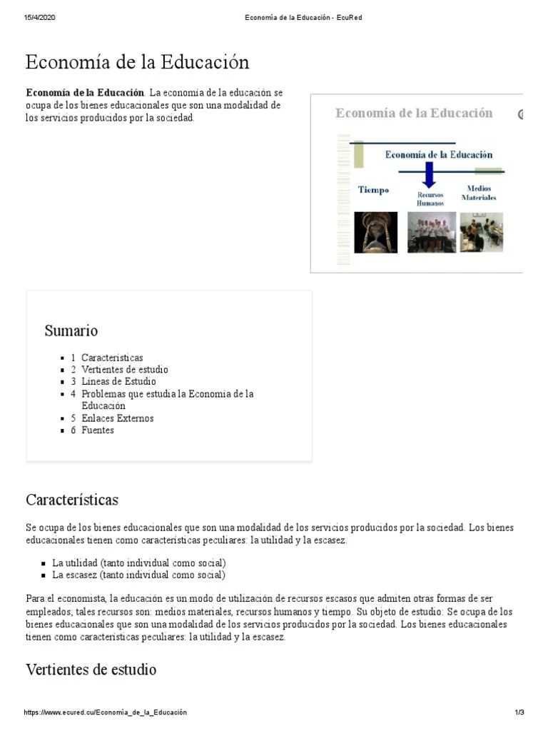 Economía De La Educación - EcuRed | PDF | Economía De La Educación | Bienes