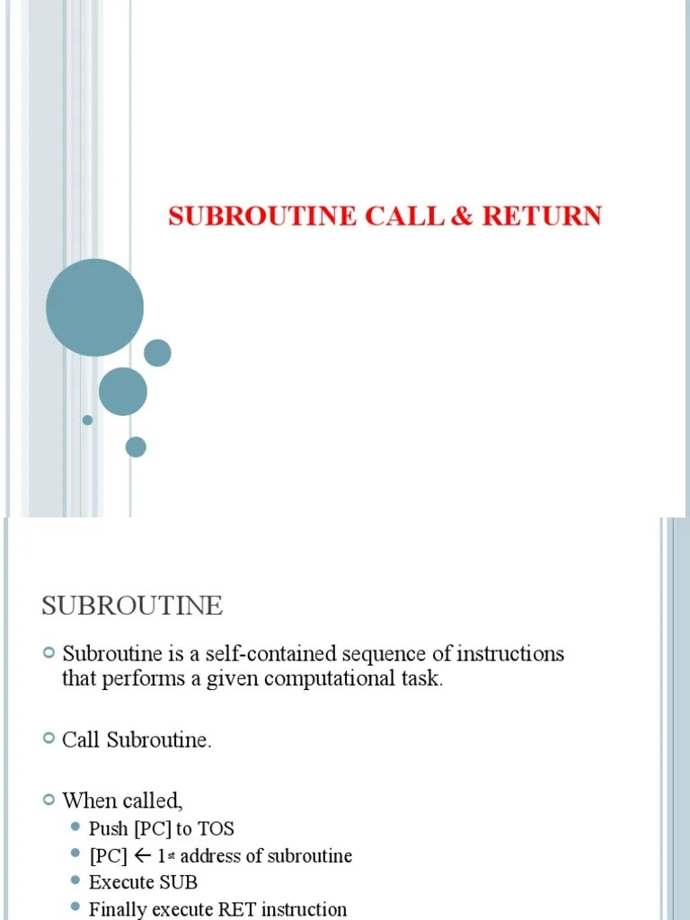 Subroutine Call And Return | PDF