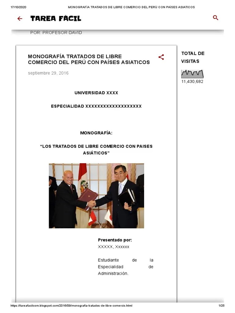 Monografía Tratados De Libre Comercio Del Perú Con Países Asiaticos ...