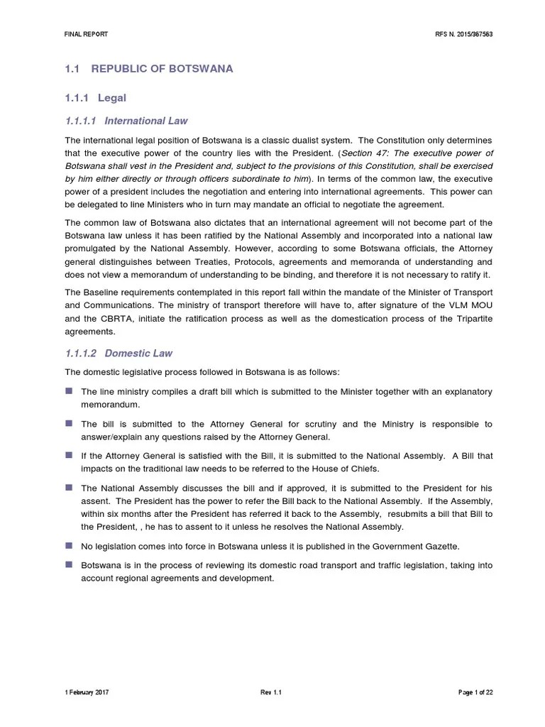 Botswana Final Report 1feb2017 | PDF | Driver's License | Ratification