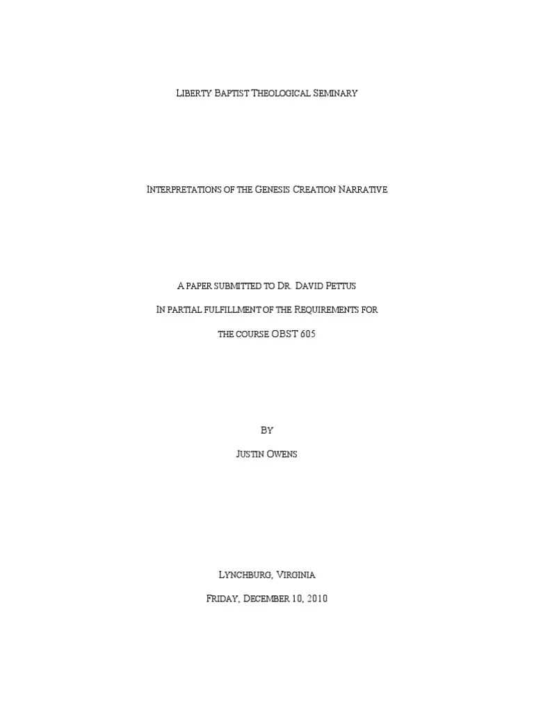 Interpretations Of The Genesis Creation Narrative | Download Free PDF ...
