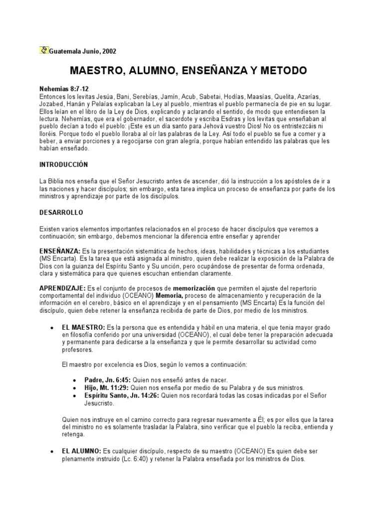 007 Maestro, Alumno, Enseñanza Y Metodo | Descargar Gratis PDF | Jehová | Viejo Testamento