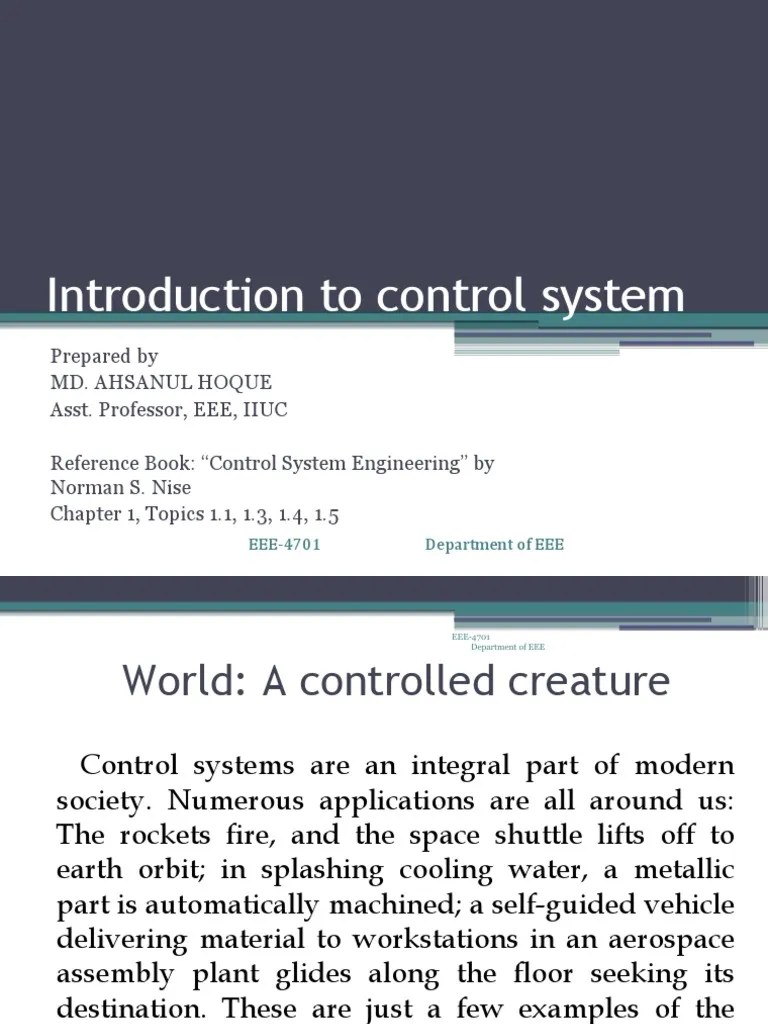 Lecture-1 Introduction To Control System | Download Free PDF | Control ...