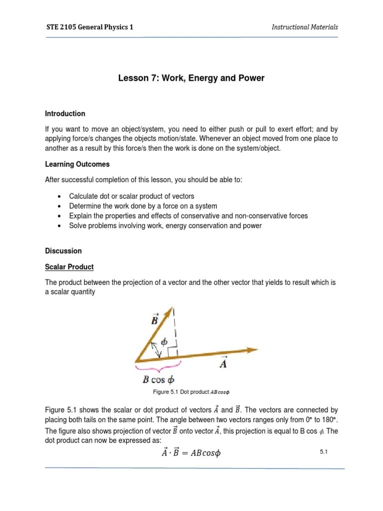 Work, Energy, And Power | PDF | Euclidean Vector | Force