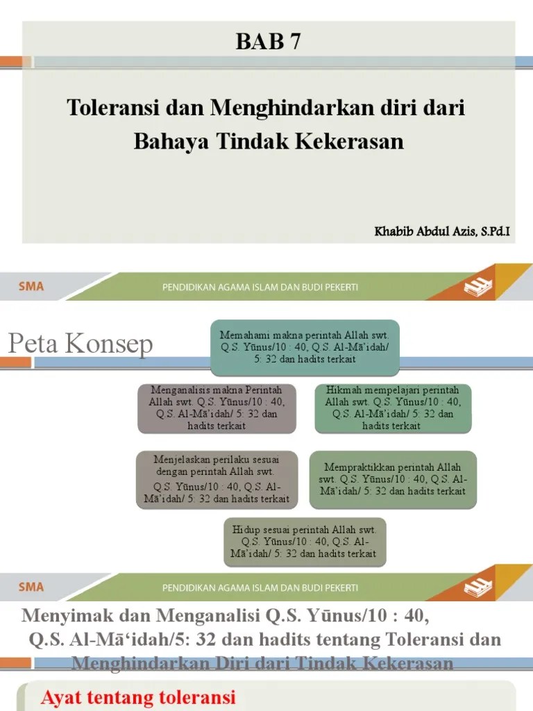 BAB 7 Toleransi Dan Menghindarkan Diri Dari Bahaya Tindak Kekerasan | PDF