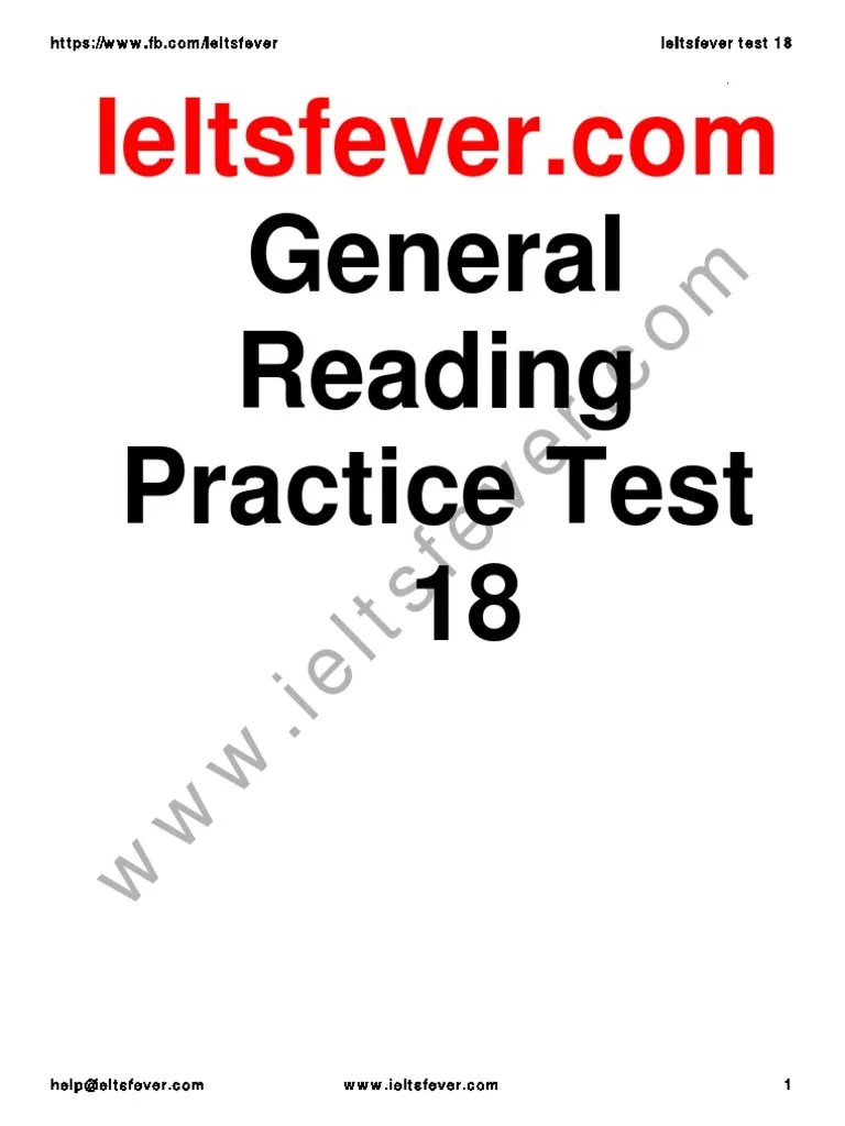 Ieltsfever General Reading Practice Test 18 PDF | PDF