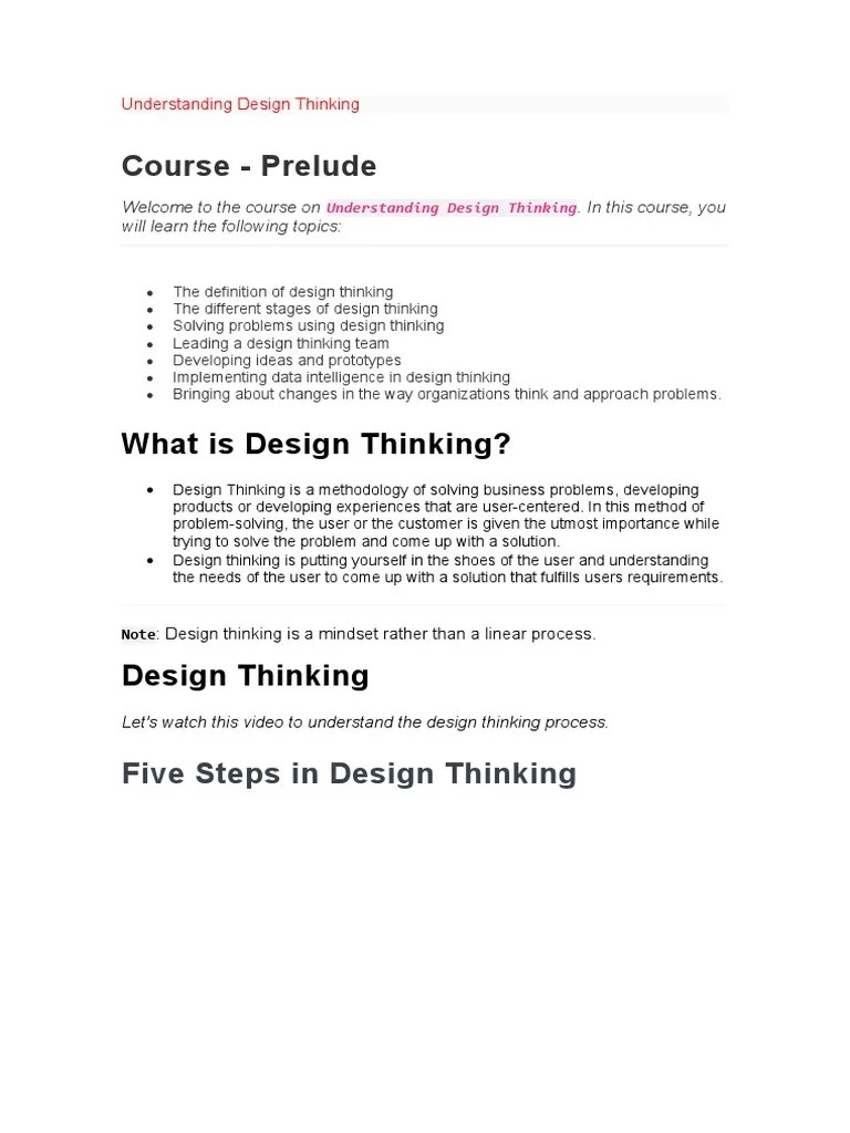 Understanding Design Thinking | PDF | Design Thinking | Prototype