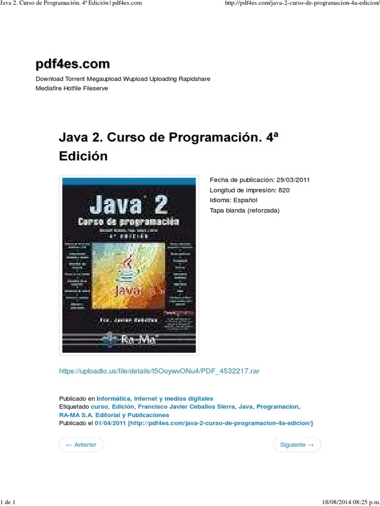 Java 2 Curso De Programacion 4a Edicion Pdf4es | PDF