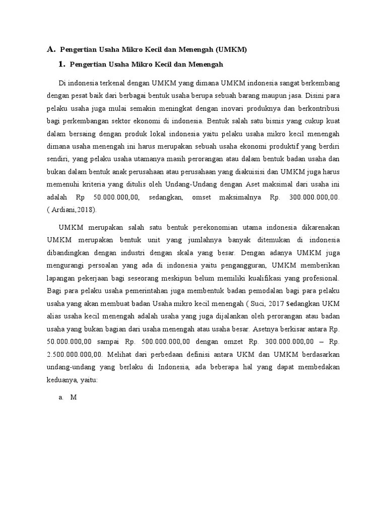 Pengertian Usaha Mikro Kecil Dan Menengah | PDF