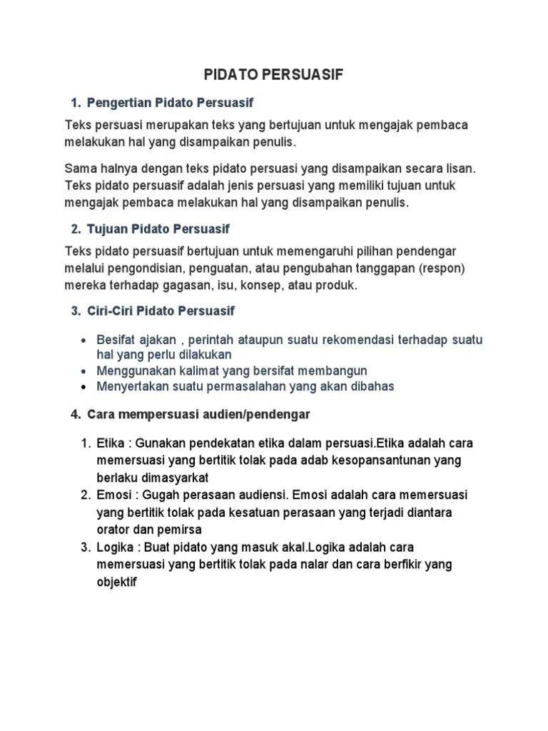 Jika hal ini terjadi maka kehidupan bumi kita akan musnah. Teks Pidato Persuasif Pdf