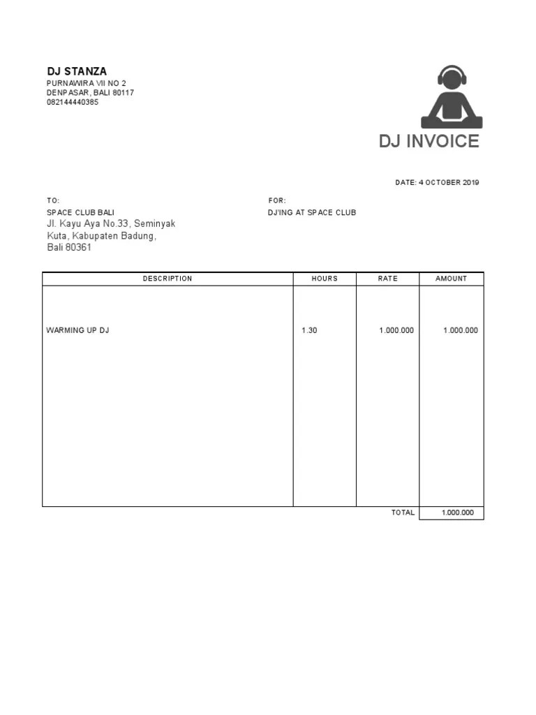 dj invoice template pdf