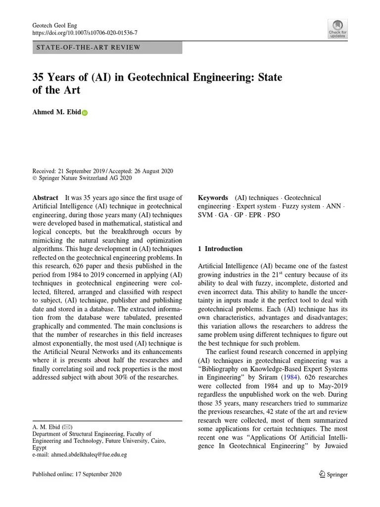 35 Years Of (AI) In Geotechnical Engineering State Of The Art | PDF ...