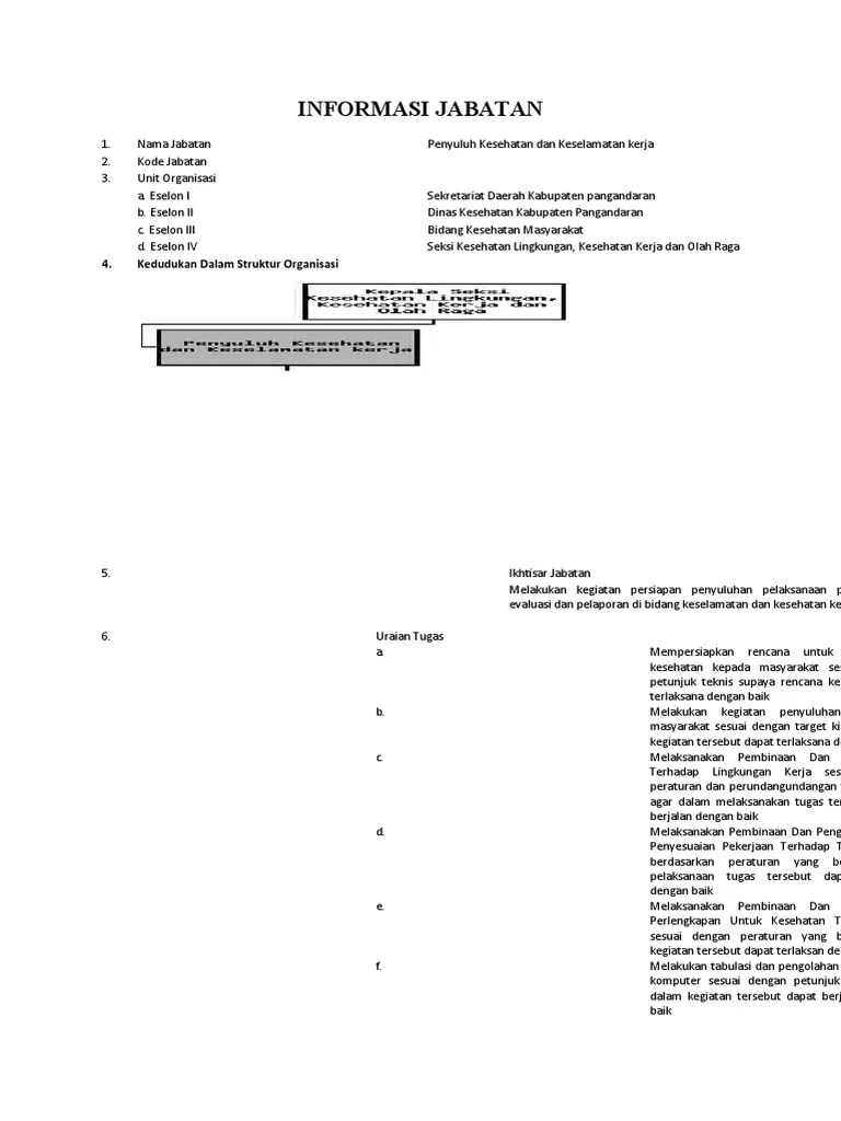 Anjab Penyuluh Kesehatan Dan Keselamatan Kerja - Perka BKN -  2018-04!11!140030 | PDF