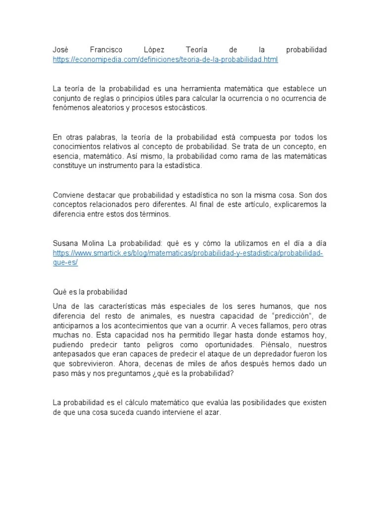 Probabilidad | PDF | Probabilidad | Teoría De Probabilidad
