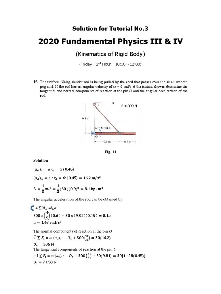Solution Tutorial No. 3 (Kinematics Of Rigid Body) | PDF | Rotation ...