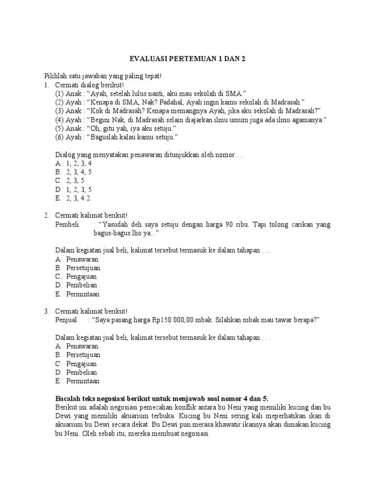 Evaluasi Pertemuan 1 Dan 2 Salinan | PDF