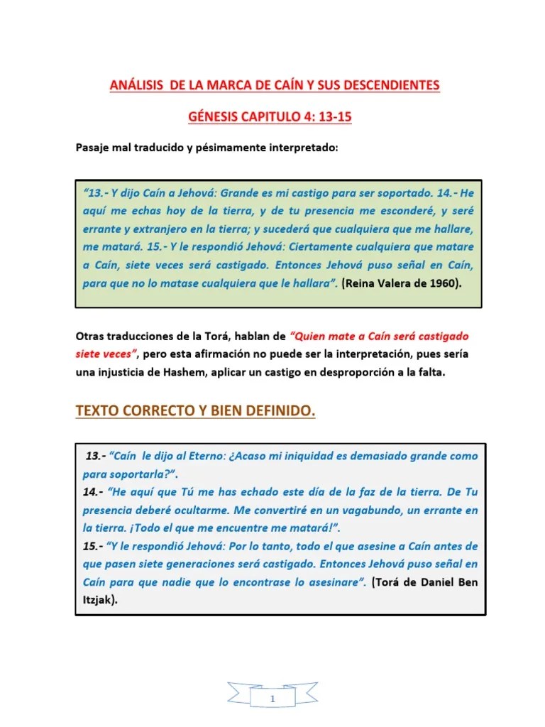 Analisis De La Marca De Cain Y Sus Descendientes | PDF | Adán Y Eva | Adán