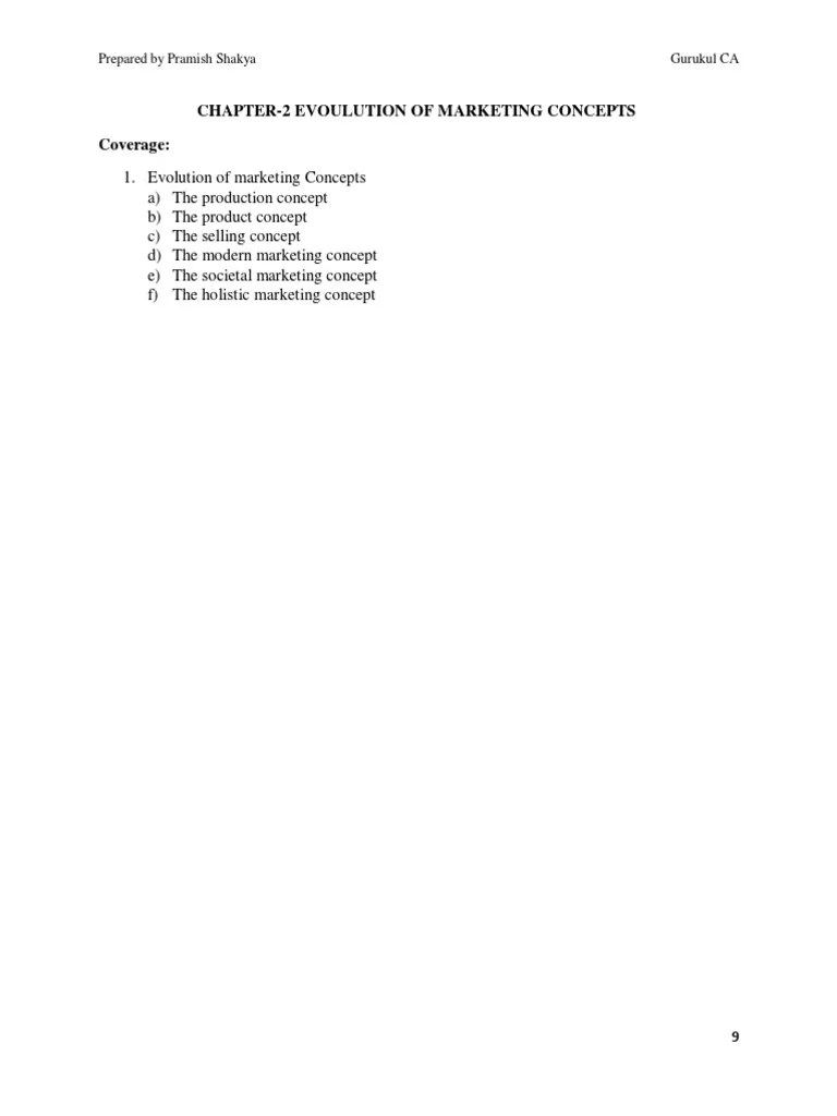Chapter 2-Evolution Of Marketing Concepts | PDF | Marketing ...